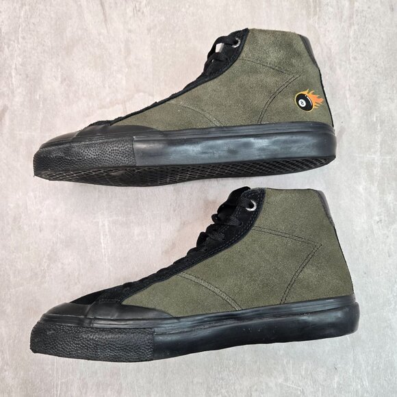 Emerica Skateboard Shoes Mens Sz 7 Black Green Suede Streetwear High Top Sneaker - Picture 6 of 10